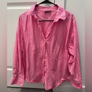 Zara Pink and White Striped Shirt